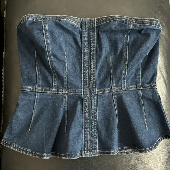 bebe | Tops | Bebe Strapless Denim Top | Poshmark